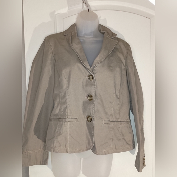 L.L BEAN Chic Tan Blazer Corpcore Work Business Preppy Clueless Size 12 - Picture 1 of 9